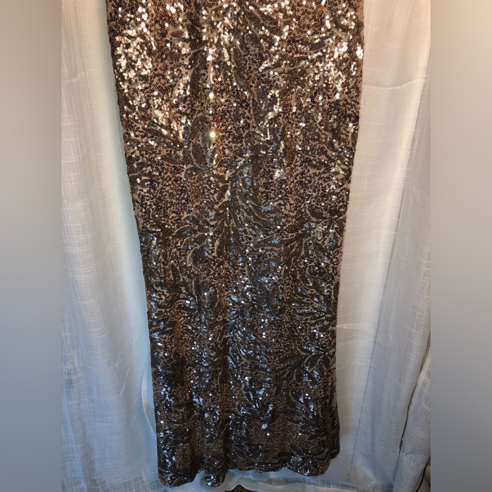 Badgley Mischka Beige and Gold Dress size 10 - Picture 7 of 16